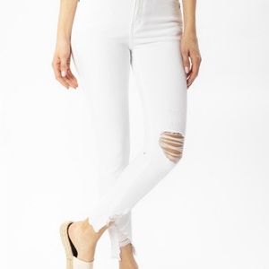 NWT KanCan White High Rise Distressed Skinny Ankle Denim Jeans Size 26.